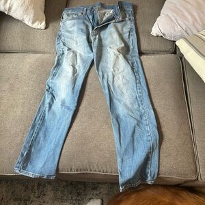 Levi's Blue Straight Jeans with Distressed Details